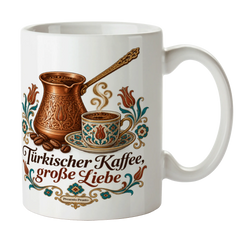 Romantische türkische Kaffeetasse für Türkeifans mit Mokkakanne