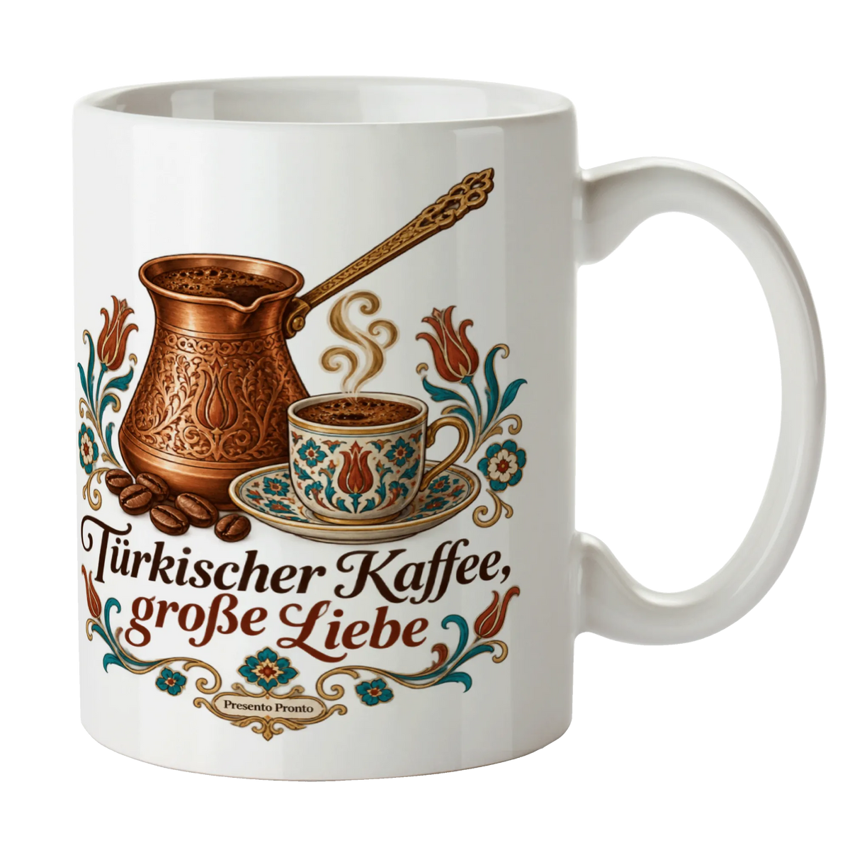 Romantische türkische Kaffeetasse für Türkeifans mit Mokkakanne