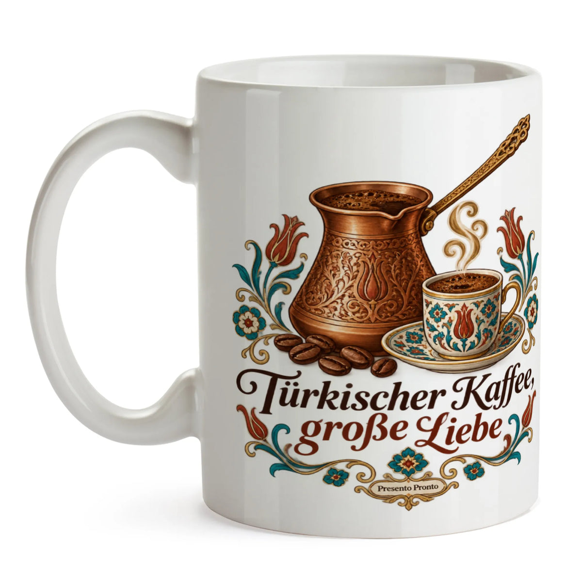 Romantische türkische Kaffeetasse für Türkeifans mit Mokkakanne