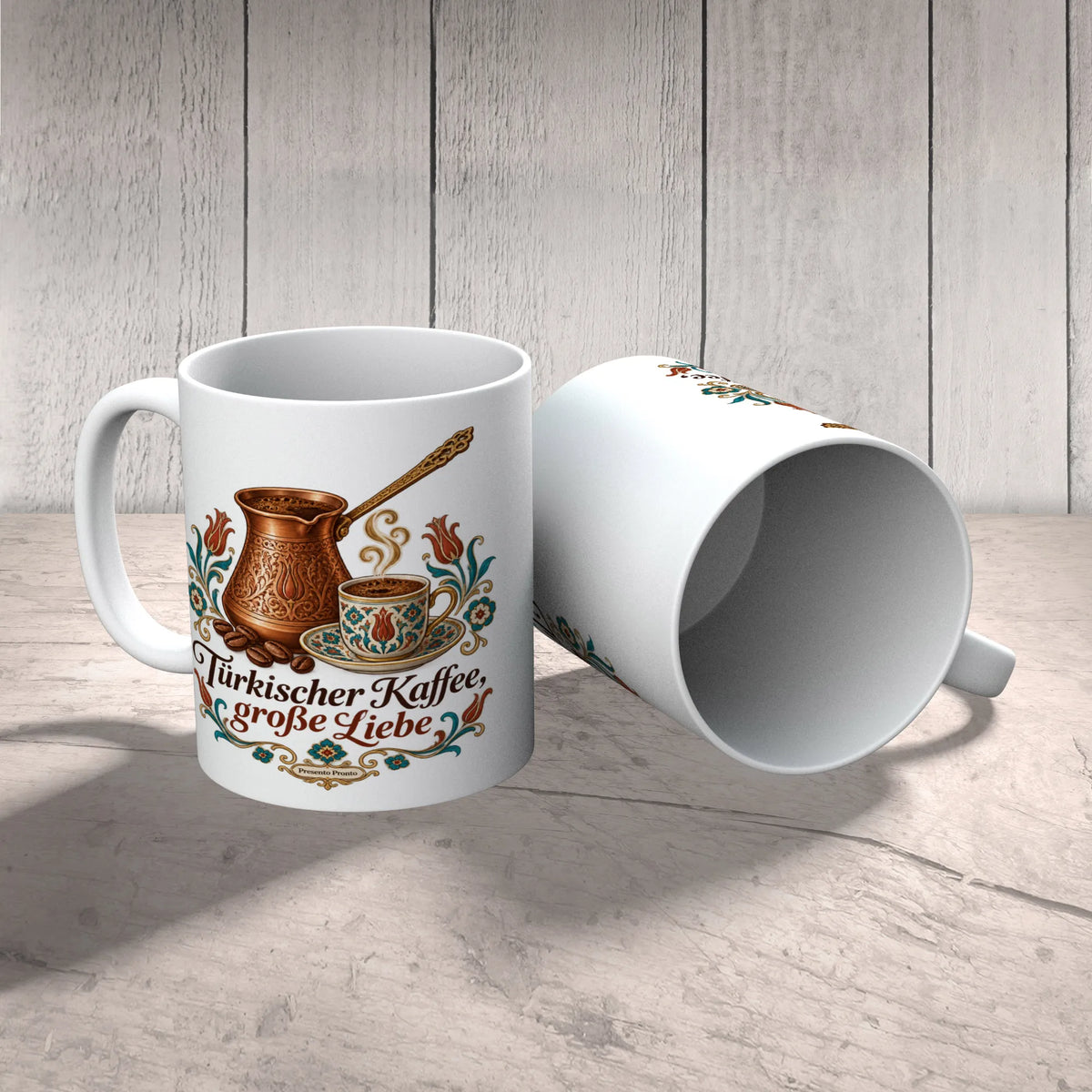 Romantische türkische Kaffeetasse für Türkeifans mit Mokkakanne