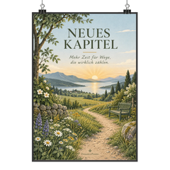 Besinnliches Plakat zum Ruhestand mit Sonnenaufgang
