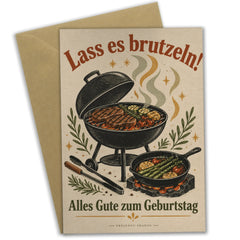 Lustige Geburtstagskarte zum Grillen mit Retro-Grill