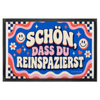 Freundliche Retro Fußmatte zum Einzug mit Karomuster|p:2020083|h:7838ecbee02bcff66a0410d8c7f031da