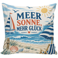 Fröhliches Dekokissen für den Sommer mit Segelboot