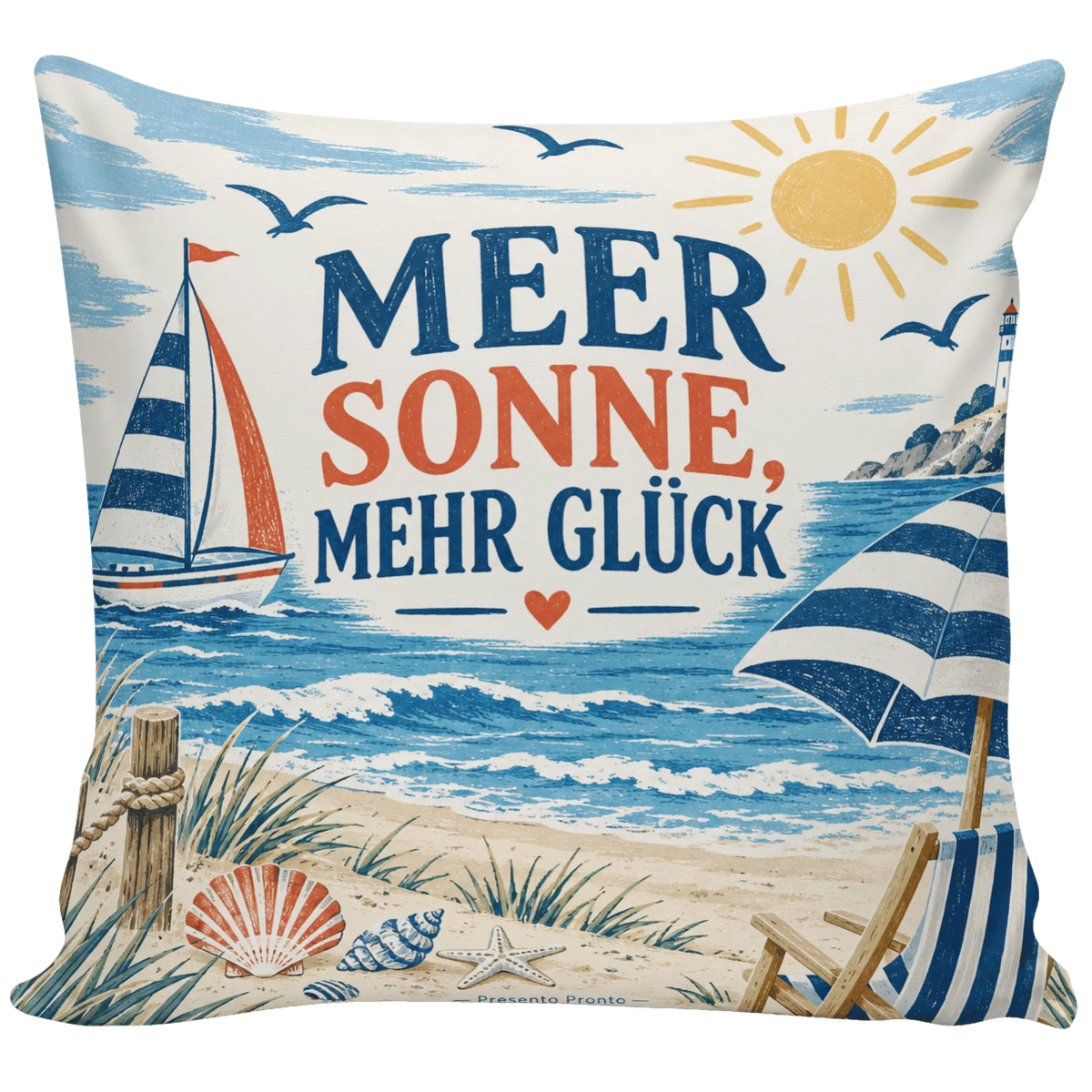 Fröhliches Dekokissen für den Sommer mit Segelboot