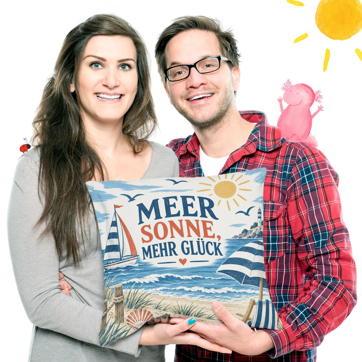 Fröhliches Dekokissen für den Sommer mit Segelboot