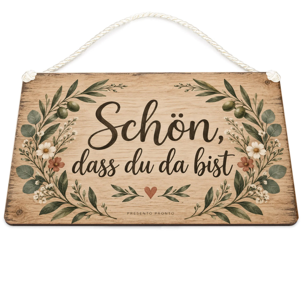 Einladendes Holzschild für die Haustür mit Olivenzweig|p:2020122|h:5e45456f307d5e15e8d7cf1b585ff3c8