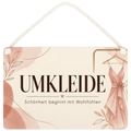 Elegantes Schild für die Umkleide mit Kleiderbügel