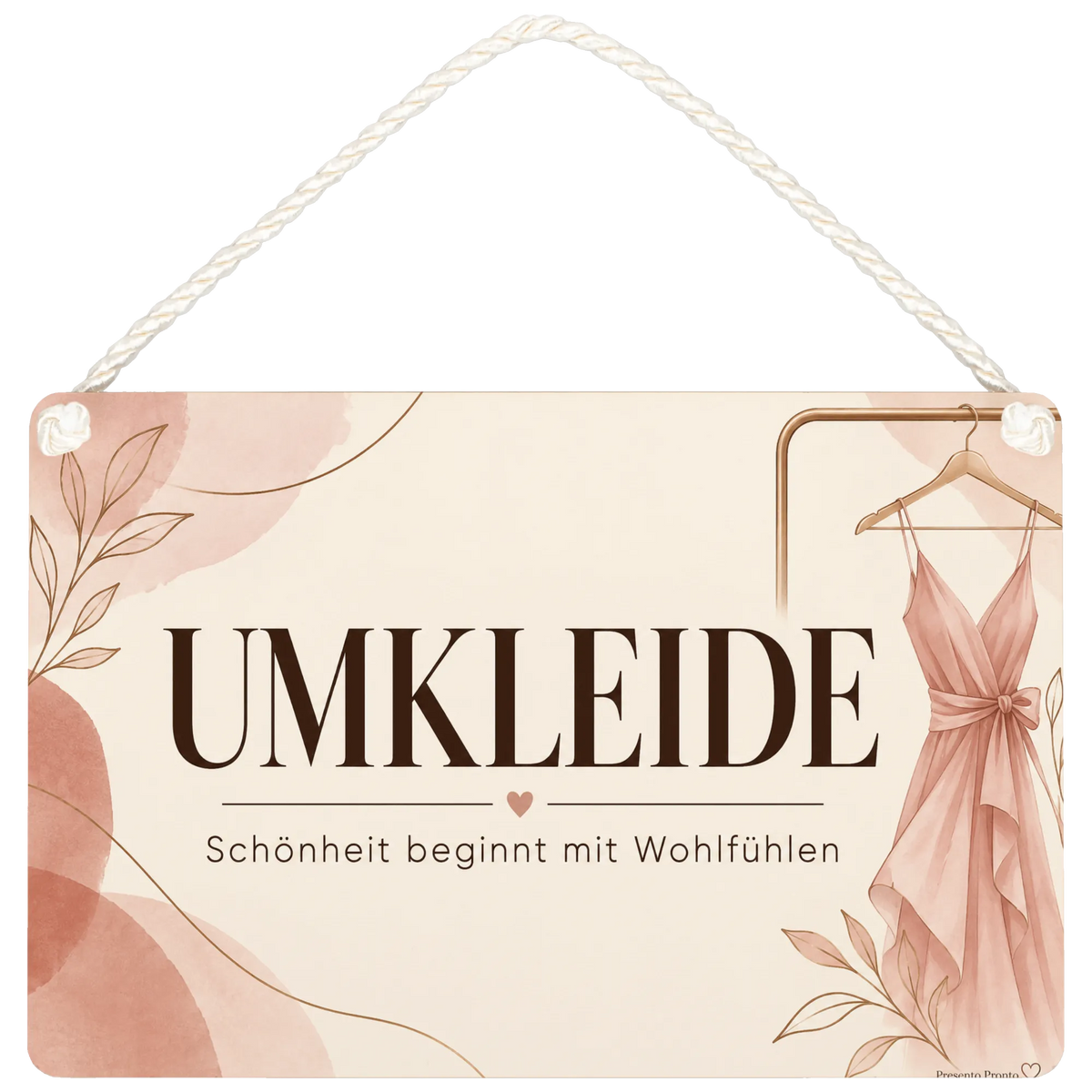 Elegantes Schild für die Umkleide mit Kleiderbügel