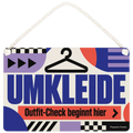 Trendiges Schild für die Umkleide mit Kleiderbügel