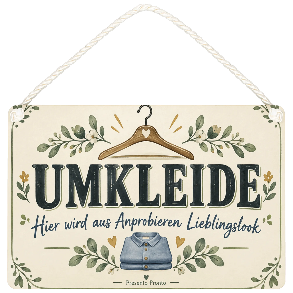 Einladendes Schild für die Umkleide mit Kleiderbügel|p:2020131|h:5018e51123c96bfe874e985bade87cca