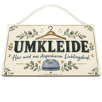 Einladendes Schild für die Umkleide mit Kleiderbügel|p:2020131|h:700dd04b786b9726e48dca7c447b8033