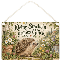 Süßes Schild mit Igel für Gartenfreunde