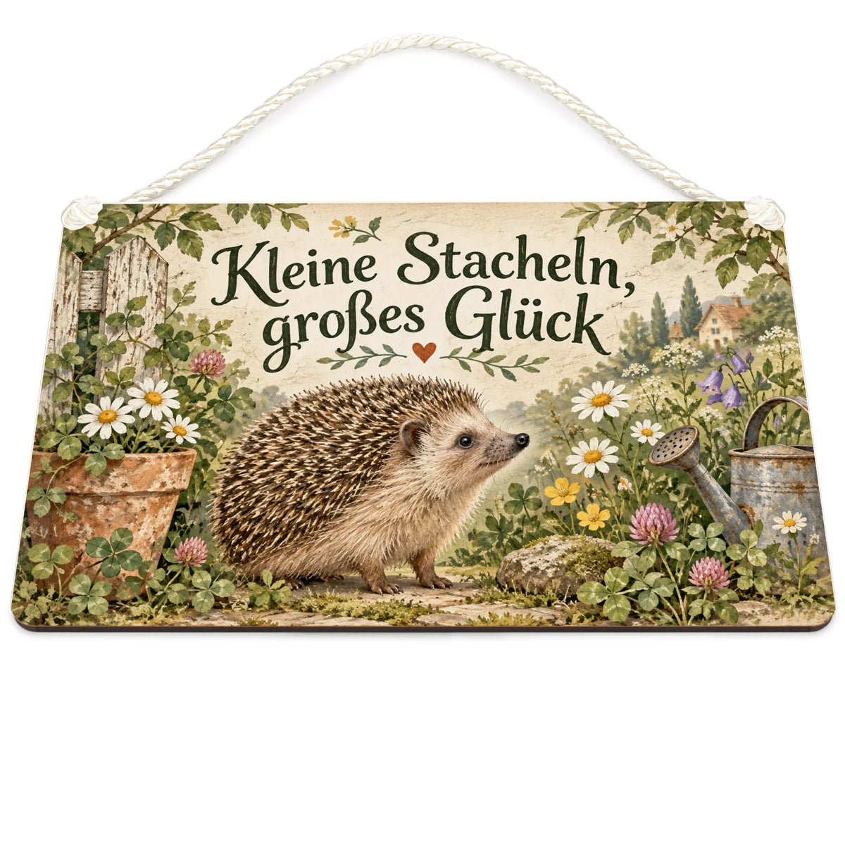 Süßes Schild mit Igel für Gartenfreunde
