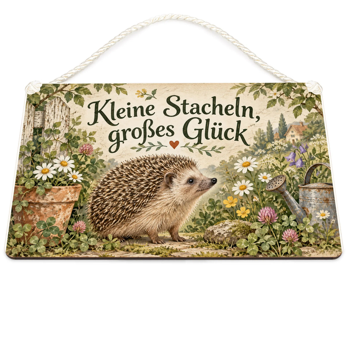 Süßes Schild mit Igel für Gartenfreunde