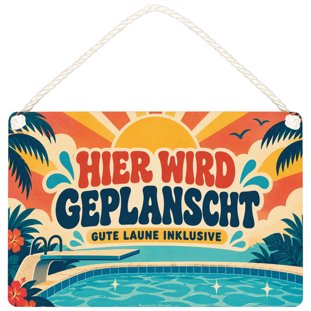 Lustiges Schild für Poolbesitzer mit Sprungbrett|p:2020146|h:18e34a9e8d2424e62f10c7d8cede28ac