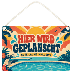 Lustiges Schild für Poolbesitzer mit Sprungbrett