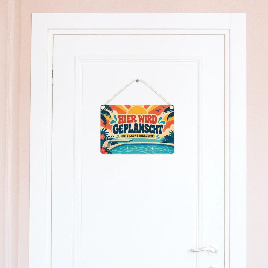 Lustiges Schild für Poolbesitzer mit Sprungbrett|p:2020147|h:bb24c85b997b04aed86a91d24521ea01