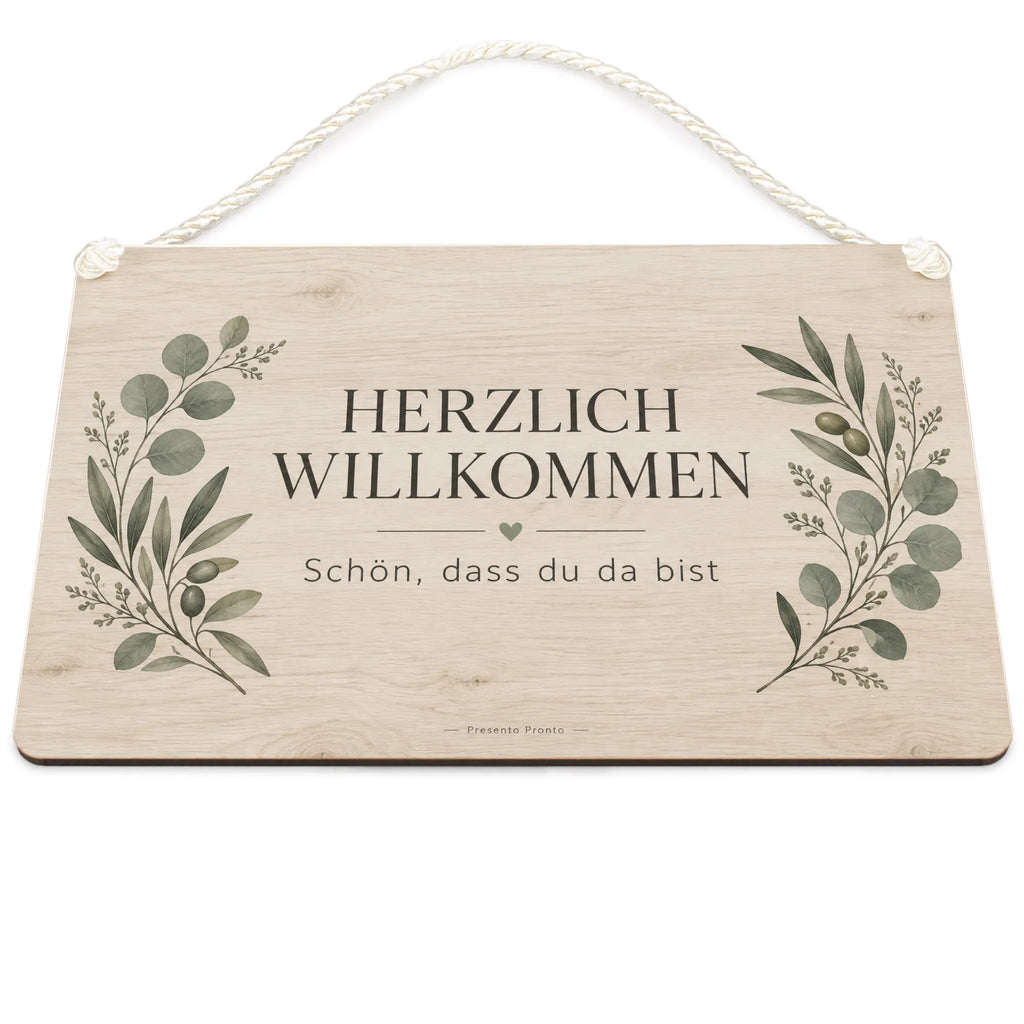 Einladendes Holzschild für die Haustür mit Eukalyptuszweigen|p:2020151|h:97093b85eb4f91071b6806d490fd7950