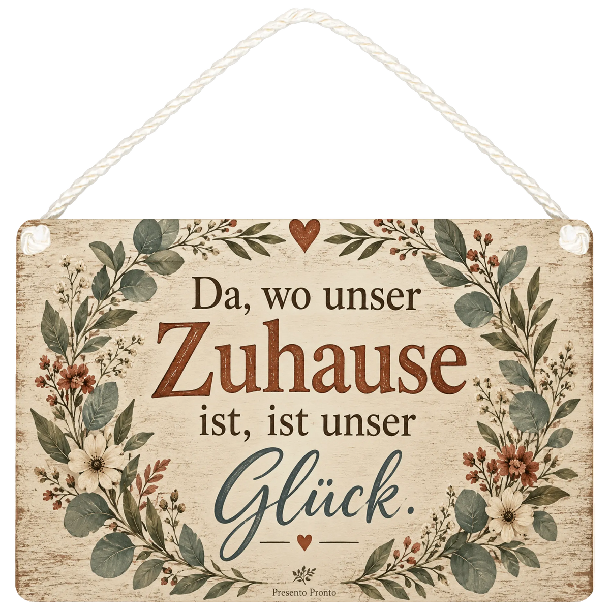 Herzliches Holzbild für das Wohnzimmer mit Eukalyptuskranz