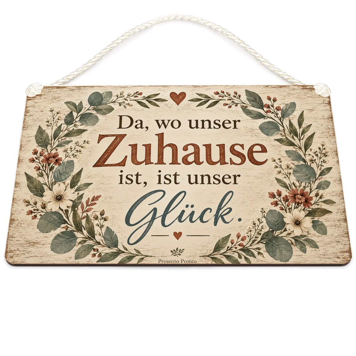 Herzliches Holzbild für das Wohnzimmer mit Eukalyptuskranz