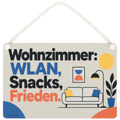 Lustiges Holzbild fürs Wohnzimmer mit Sofa