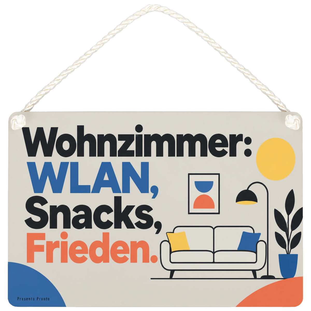 Lustiges Holzbild fürs Wohnzimmer mit Sofa