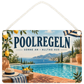 Lustiges Schild für Poolbesitzer mit Poolregeln