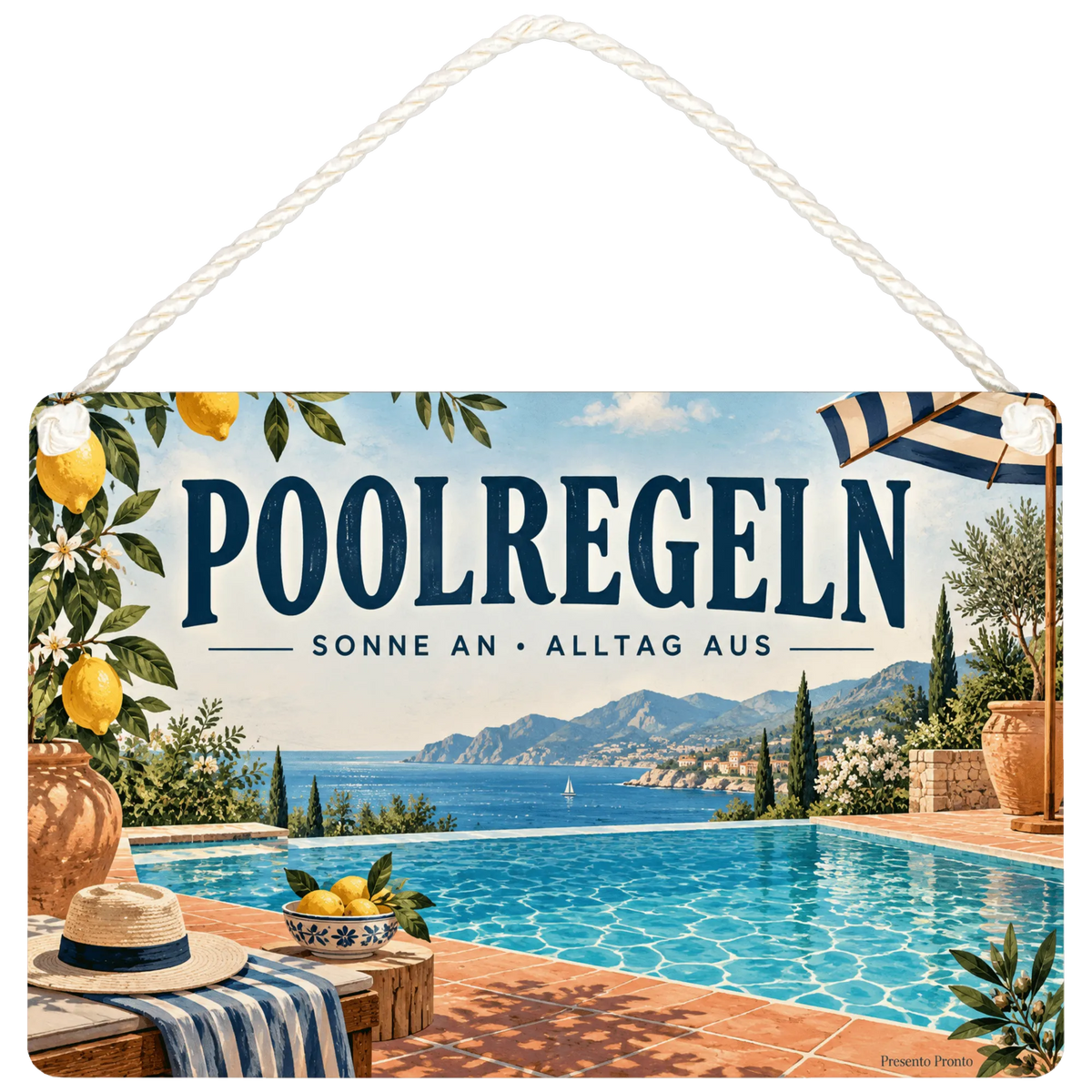 Lustiges Schild für Poolbesitzer mit Poolregeln