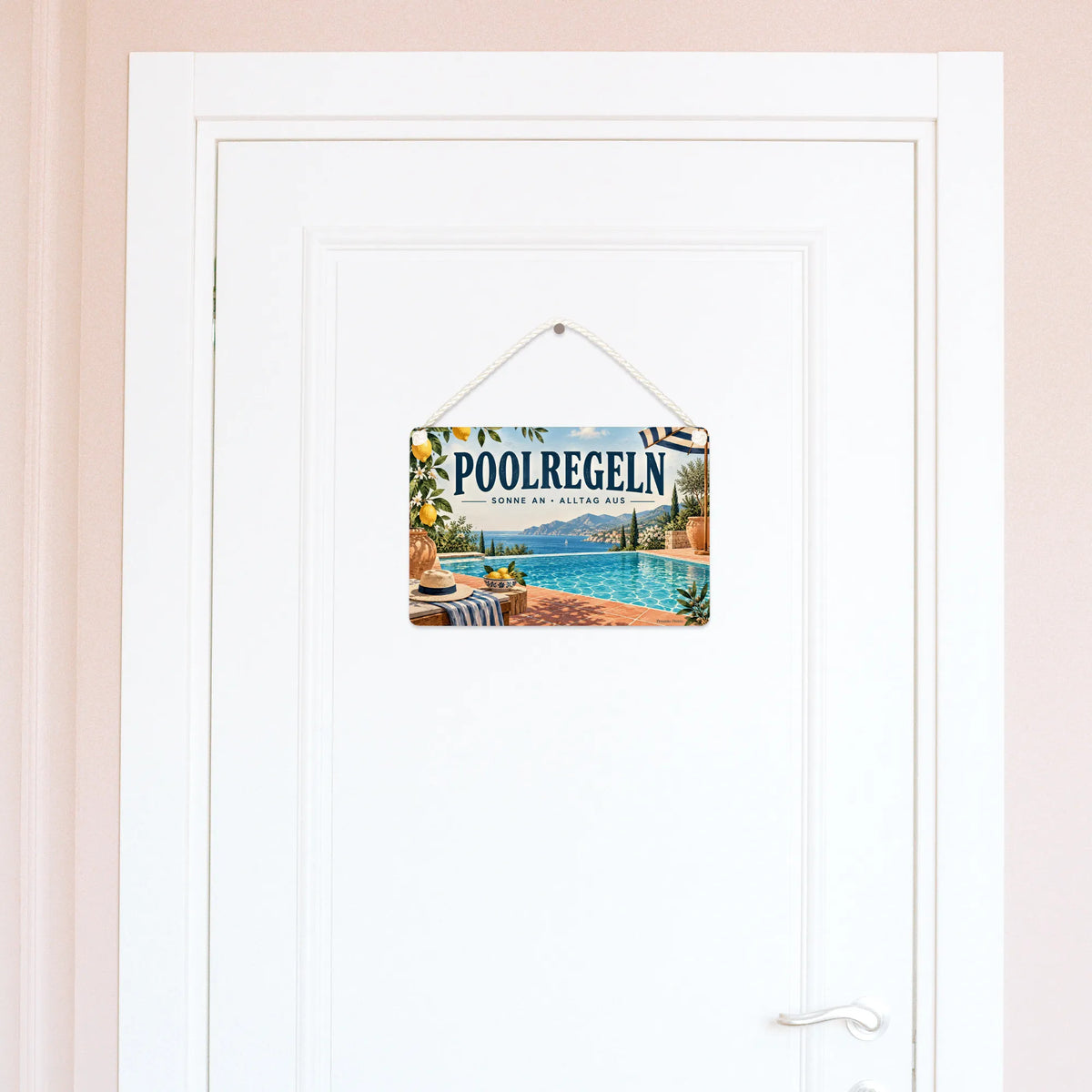 Lustiges Schild für Poolbesitzer mit Poolregeln