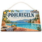Lustiges Schild für Poolbesitzer mit Poolregeln|p:2020169|h:e80d4fae7d7a0b9d8bc93c809862460e