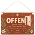 Freundliches Offen Geschlossen Schild für Ladentür mit Sonne
