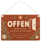 Freundliches Offen Geschlossen Schild für Ladentür mit Sonne|p:2020172|h:288aca235596c2085913960eb8467527