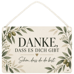 Herzliches Danke Holzbild mit Olivenzweig