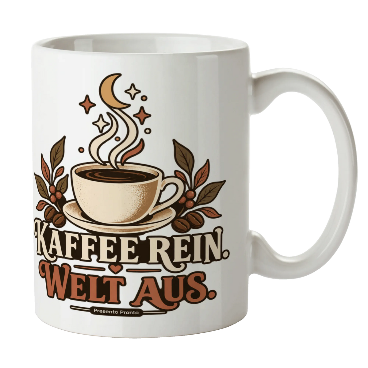 Gemütliche schwarze Keramiktasse für Kaffeeliebhaber mit Mond