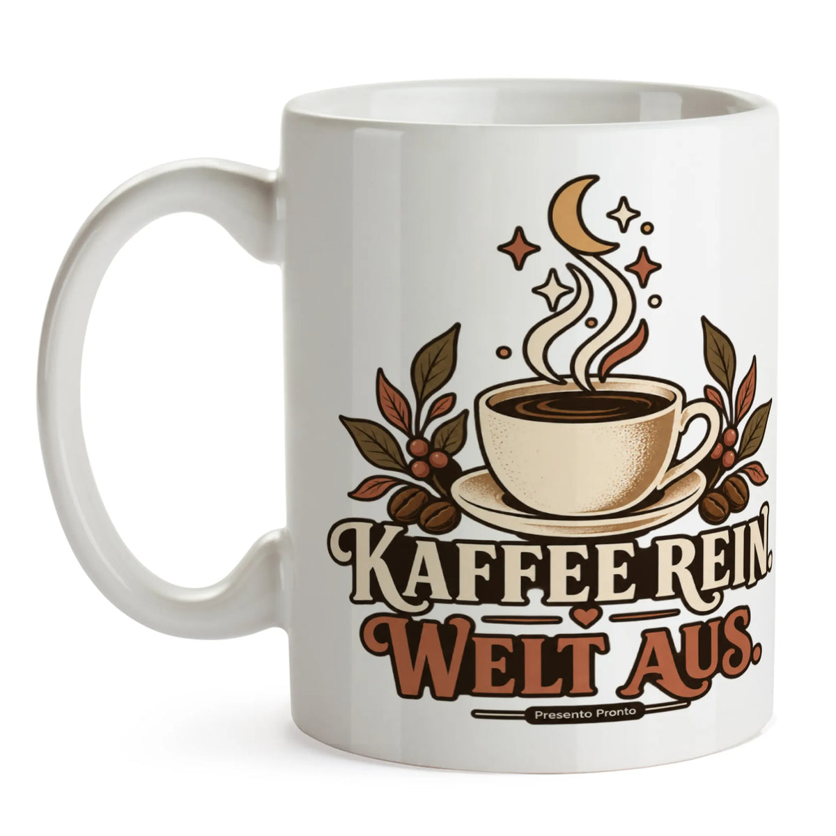 Gemütliche schwarze Keramiktasse für Kaffeeliebhaber mit Mond