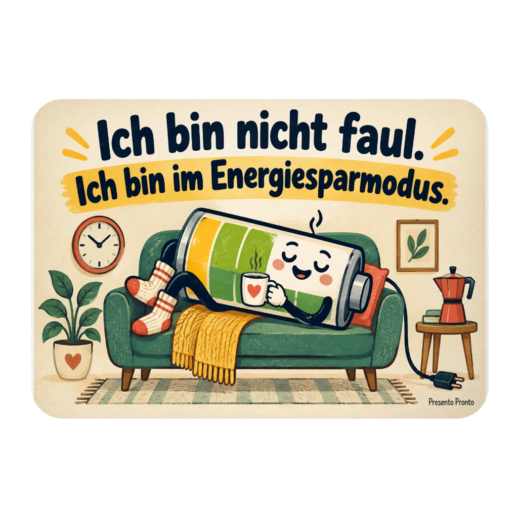 Lustiger Kühlschrankmagnet für Faule als Batterie auf Sofa|p:2020190|h:cd6642a7bfc58c4ea1f5115936ff1a74