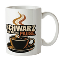 Lustige schwarze Keramiktasse für Kaffeeliebhaber mit dampfender Tasse
