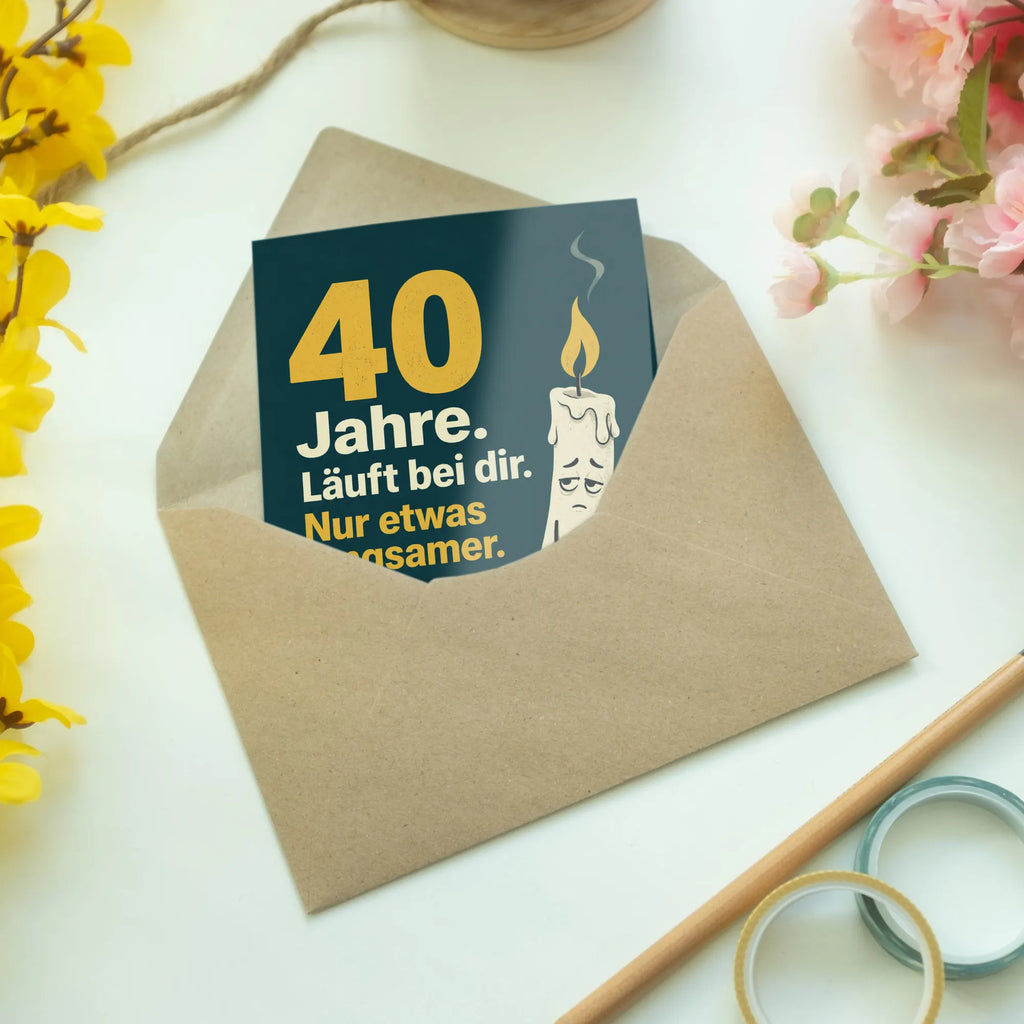 Lustige Geburtstagskarte zum 40. Geburtstag mit Kerze|p:2020202|h:ec993ced77f264ba1e5803b00ab24a5f