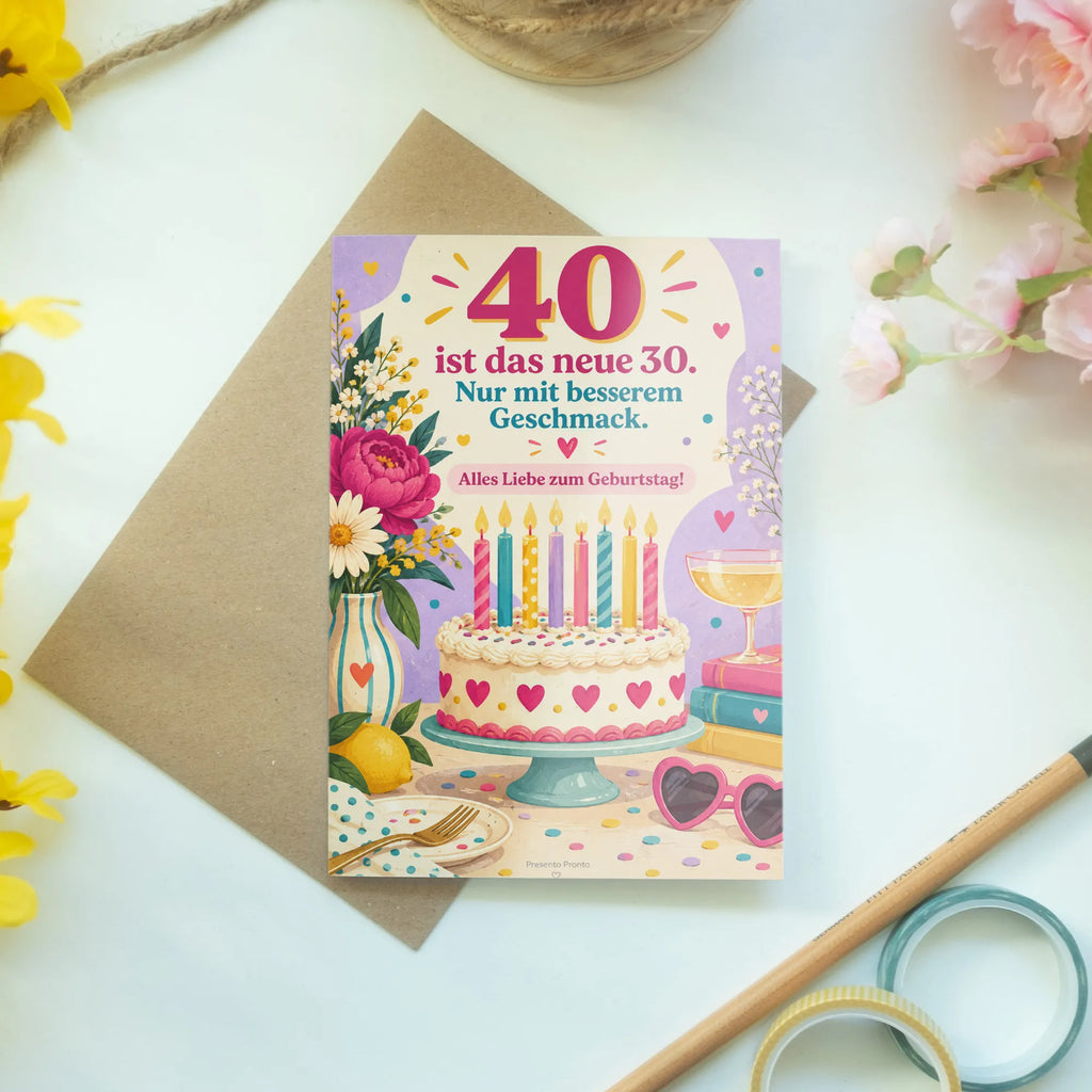 Lustige Geburtstagskarte zum 40. Geburtstag mit Kuchen|p:2020206|h:ce7c5a9720b2228c7b65d1399a4ca9f8