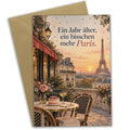 Elegante Geburtstagskarte Paris mit Eiffelturm zur goldenen Stunde