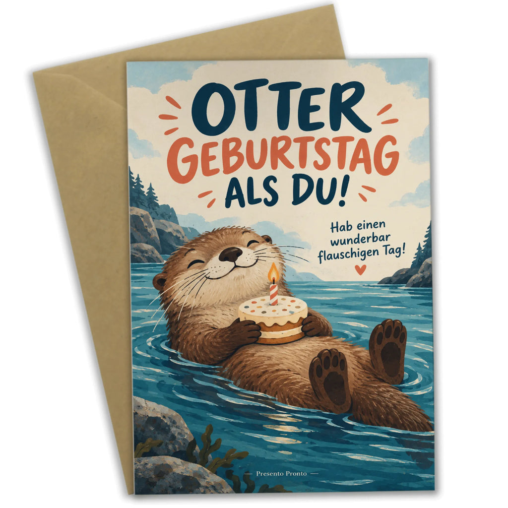 Lustige Geburtstagskarte mit Otter und Geburtstagskuchen|p:2020211|h:29a69178b109c53b893f1d102fe521c7