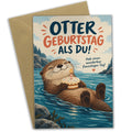 Lustige Geburtstagskarte mit Otter und Geburtstagskuchen