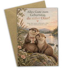 Süße Geburtstagskarte für Otterfans mit Geschenk