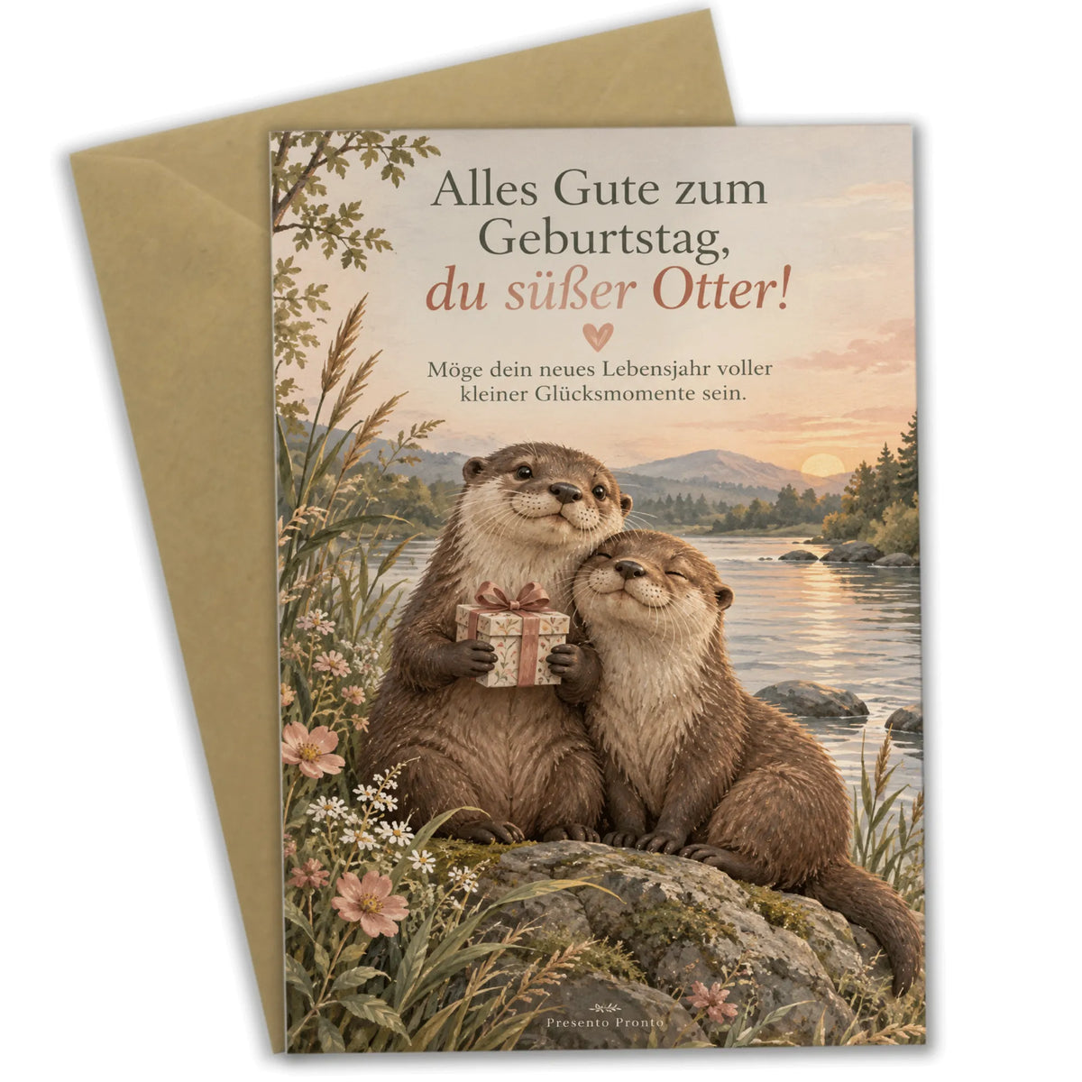 Süße Geburtstagskarte für Otterfans mit Geschenk