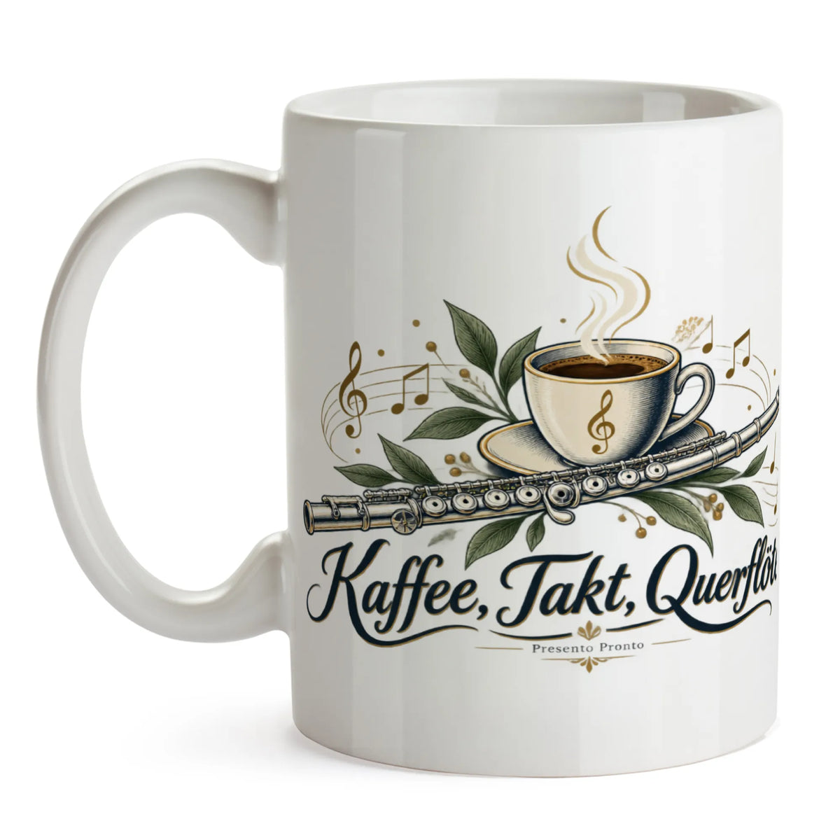 Elegante Tasse für Querflötenspieler mit Musiknoten