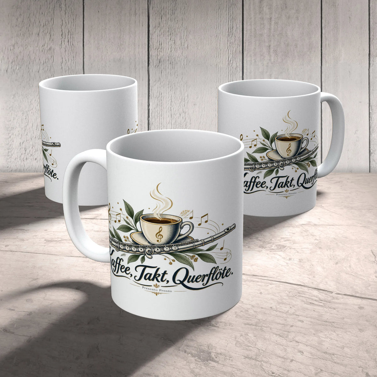 Elegante Tasse für Querflötenspieler mit Musiknoten