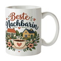 Herzliche Tasse für Nachbarin mit zwei Häusern