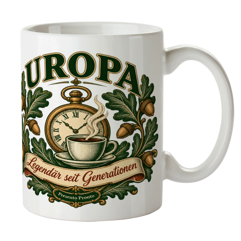 Ehrenvolle Tasse für Uropa mit Taschenuhr und Eichenblättern|p:2020241|h:fc0a19c7ac8d81b6a2f3b2be78710315