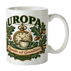 Ehrenvolle Tasse für Uropa mit Taschenuhr und Eichenblättern